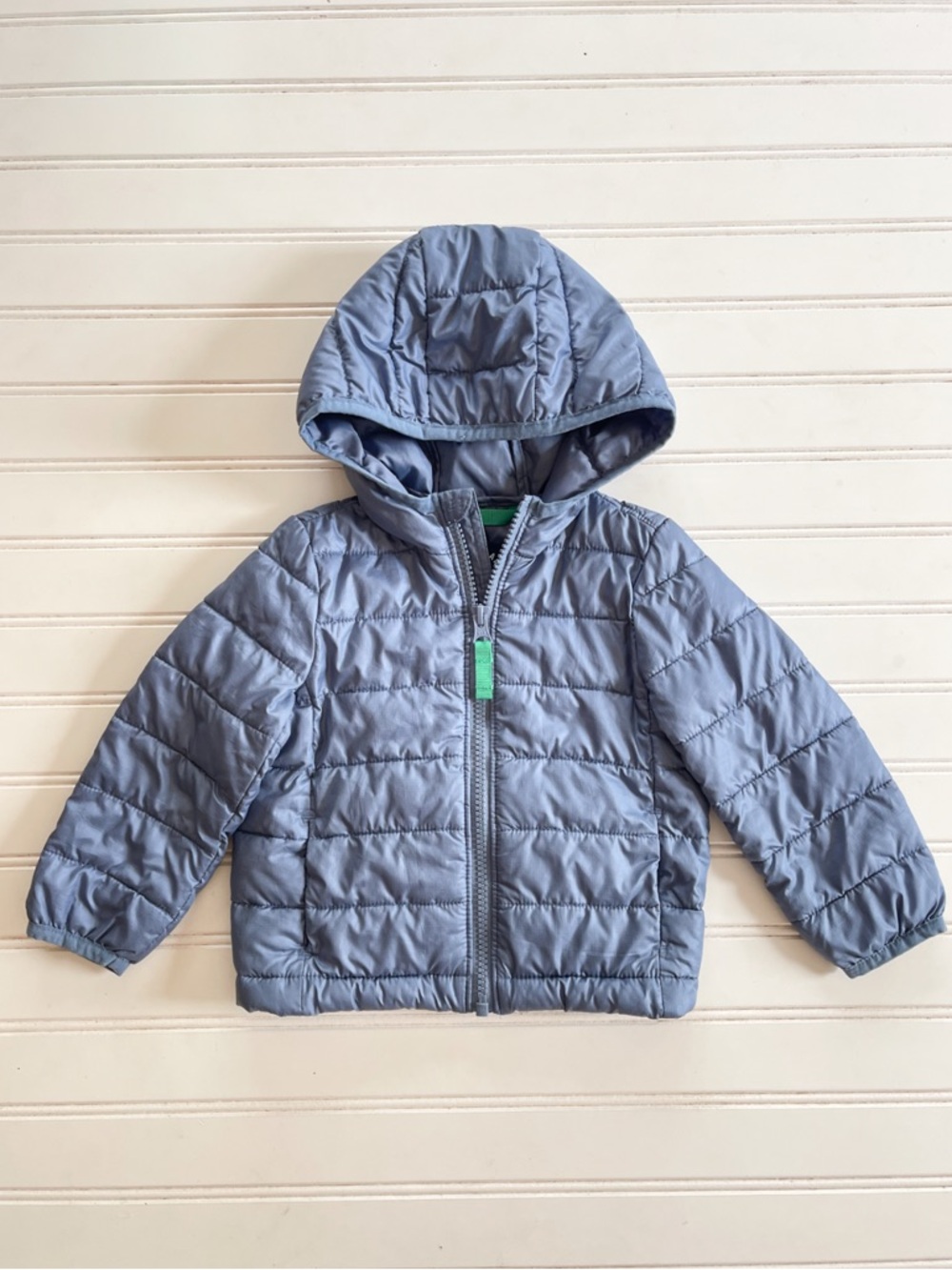 MAISONETTE PRIMARY VGUC Slate Blue Mid Weight Hooded Puffer Jacket